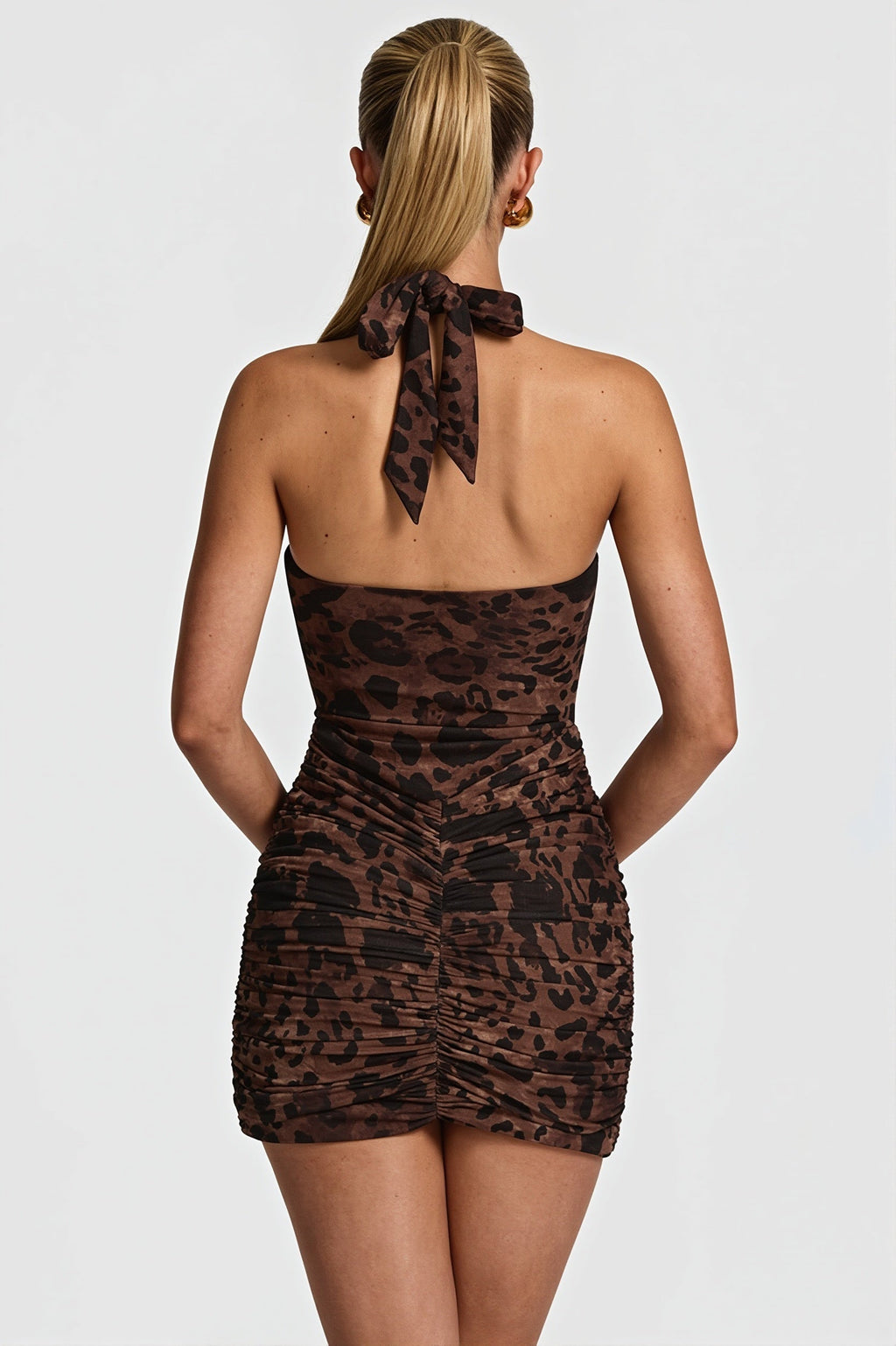 Leopard Halter Bodycon Mini Dress