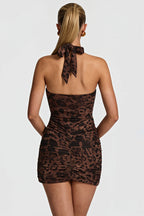 Leopard Halter Bodycon Mini Dress