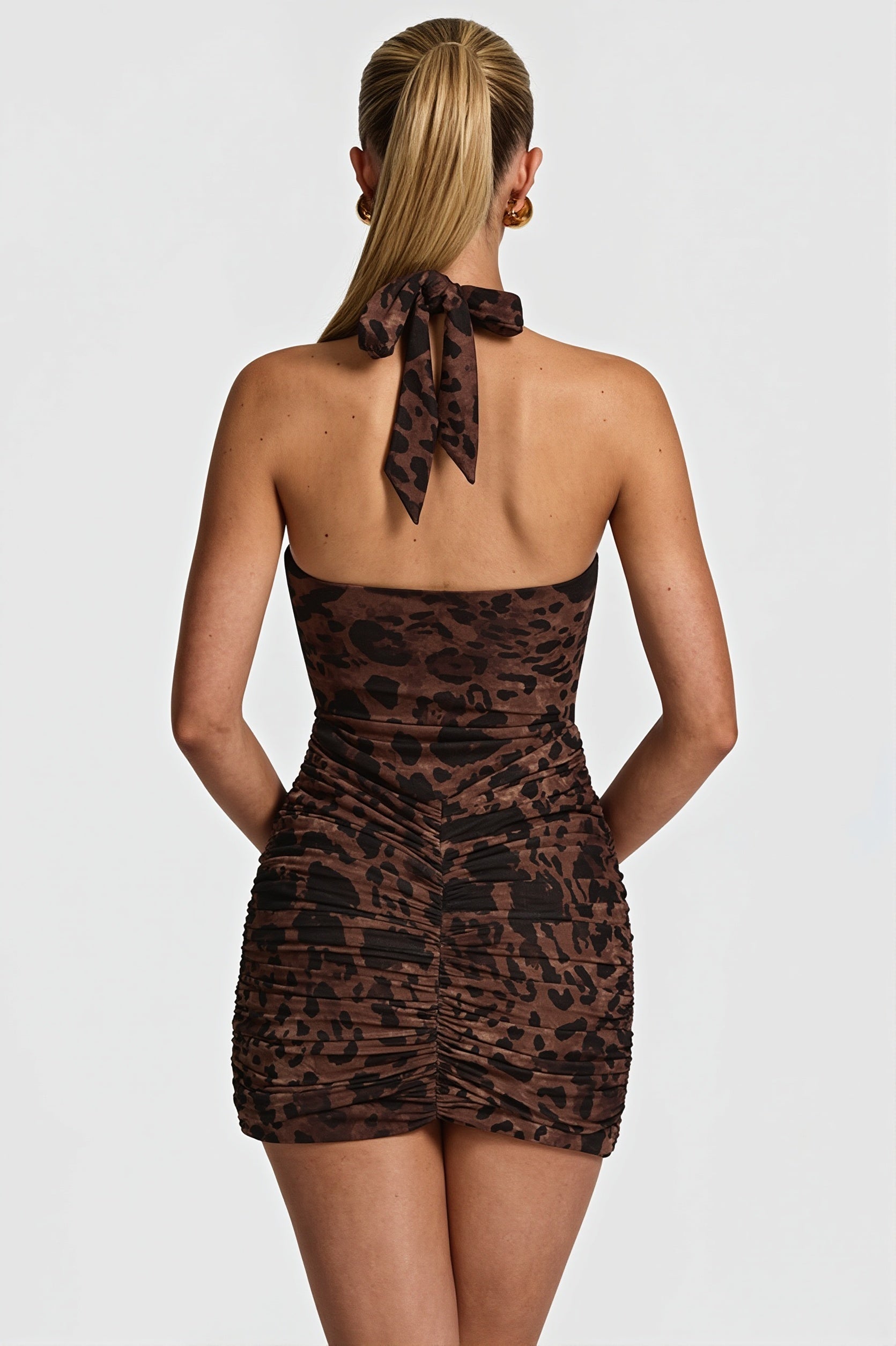 Leopard Halter Bodycon Mini Dress