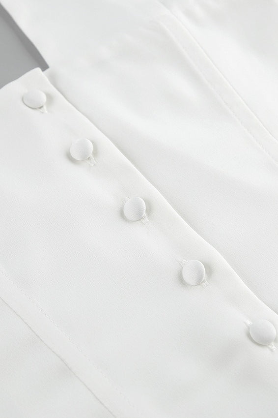 Solid Button Down Deep V Halter Top