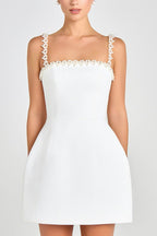 Beaded Solid Color Bodycon Cocktail Dress