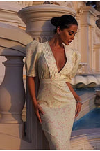 Fitted Floral Puff Sleeve Dress