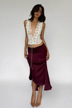 Lace Trim Tie Back Slim Skirt Set