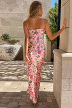 Slim Spaghetti Strap Printed Floral Dress