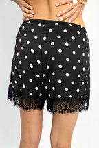 Polka Dot Lace Splice Casual Shorts