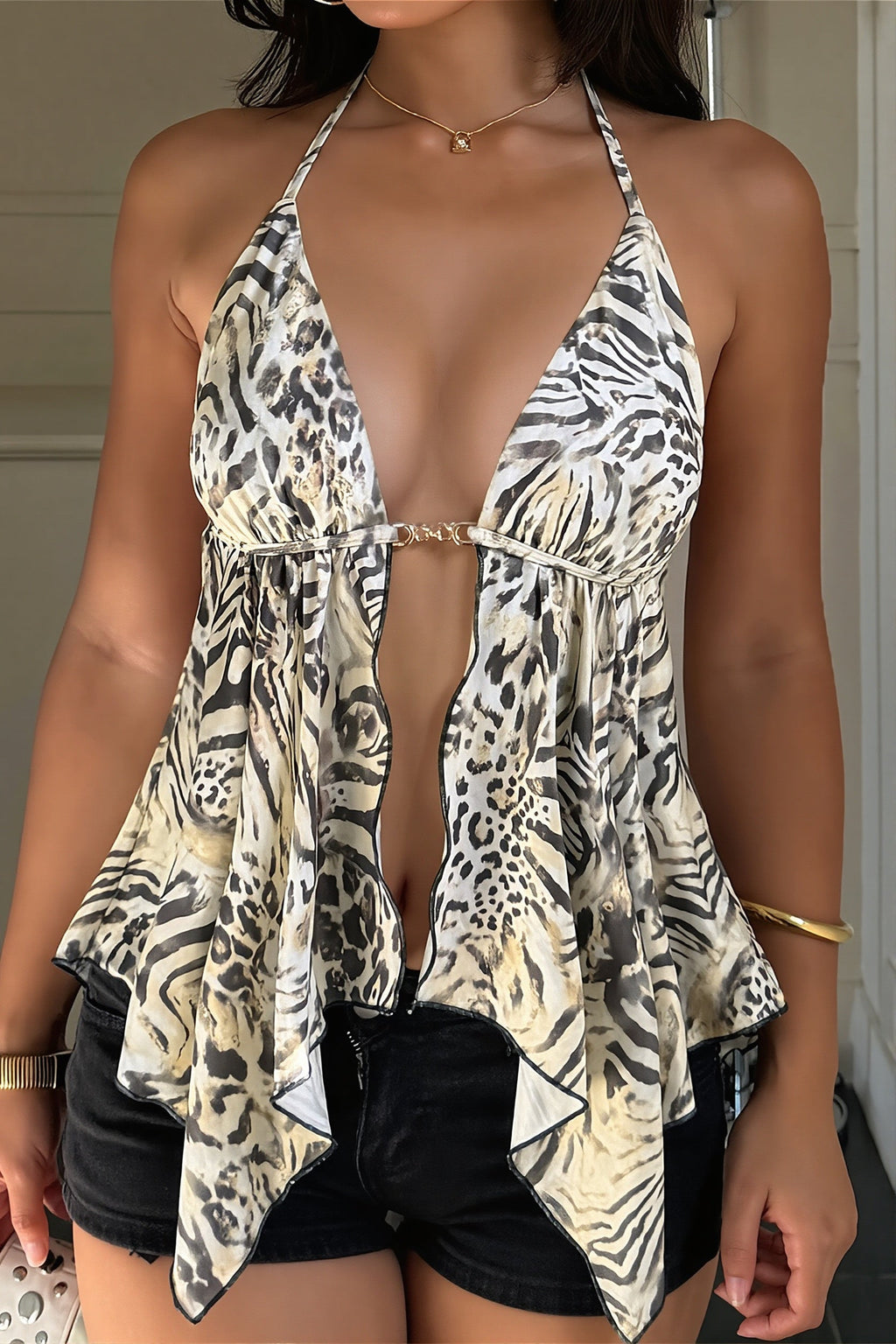 A Line Animal Backless Halter Top