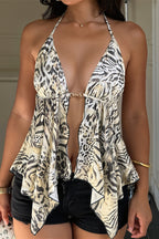 A Line Animal Backless Halter Top