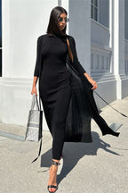 Sleeveless Turtleneck Knit Sweater Dress