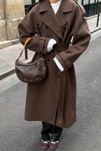 Solid Color Longline Elegant Long Sleeve Overcoat