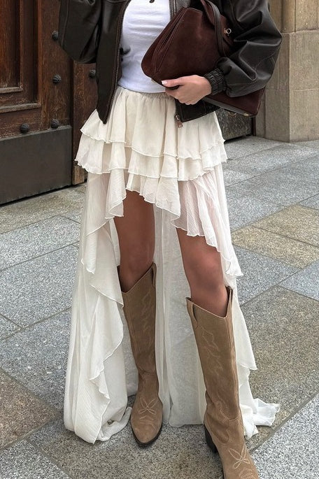 Casual Asymmetrical Hem A Line Skirt
