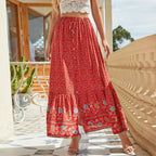 Boho Skirts Hippie Floral Printed High Waist Rayon Robes