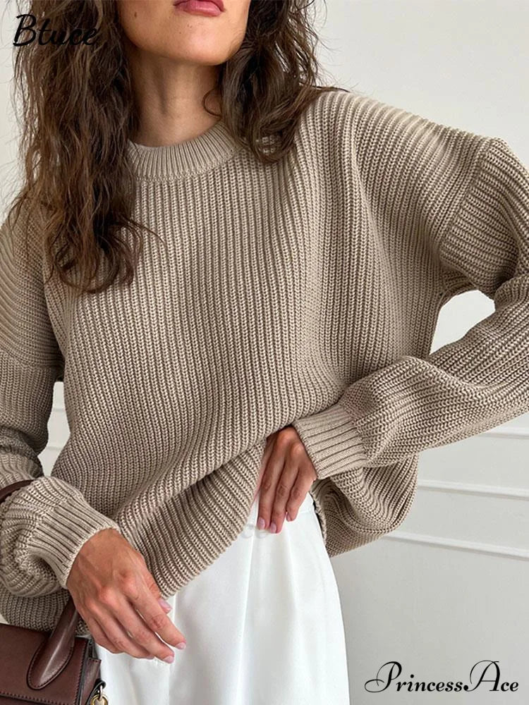 O-Neck Elegant Knitted Sweater Pullovers
