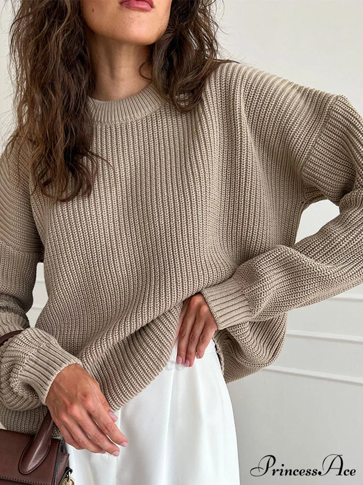O-Neck Elegant Knitted Sweater Pullovers