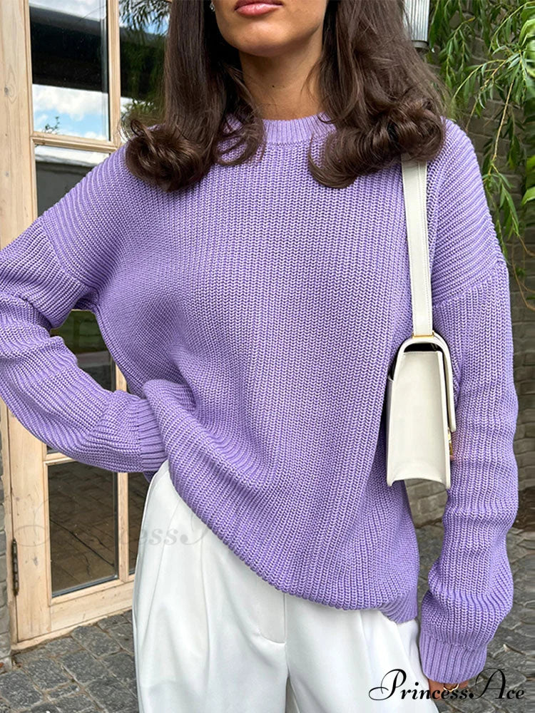 O-Neck Elegant Knitted Sweater Pullovers