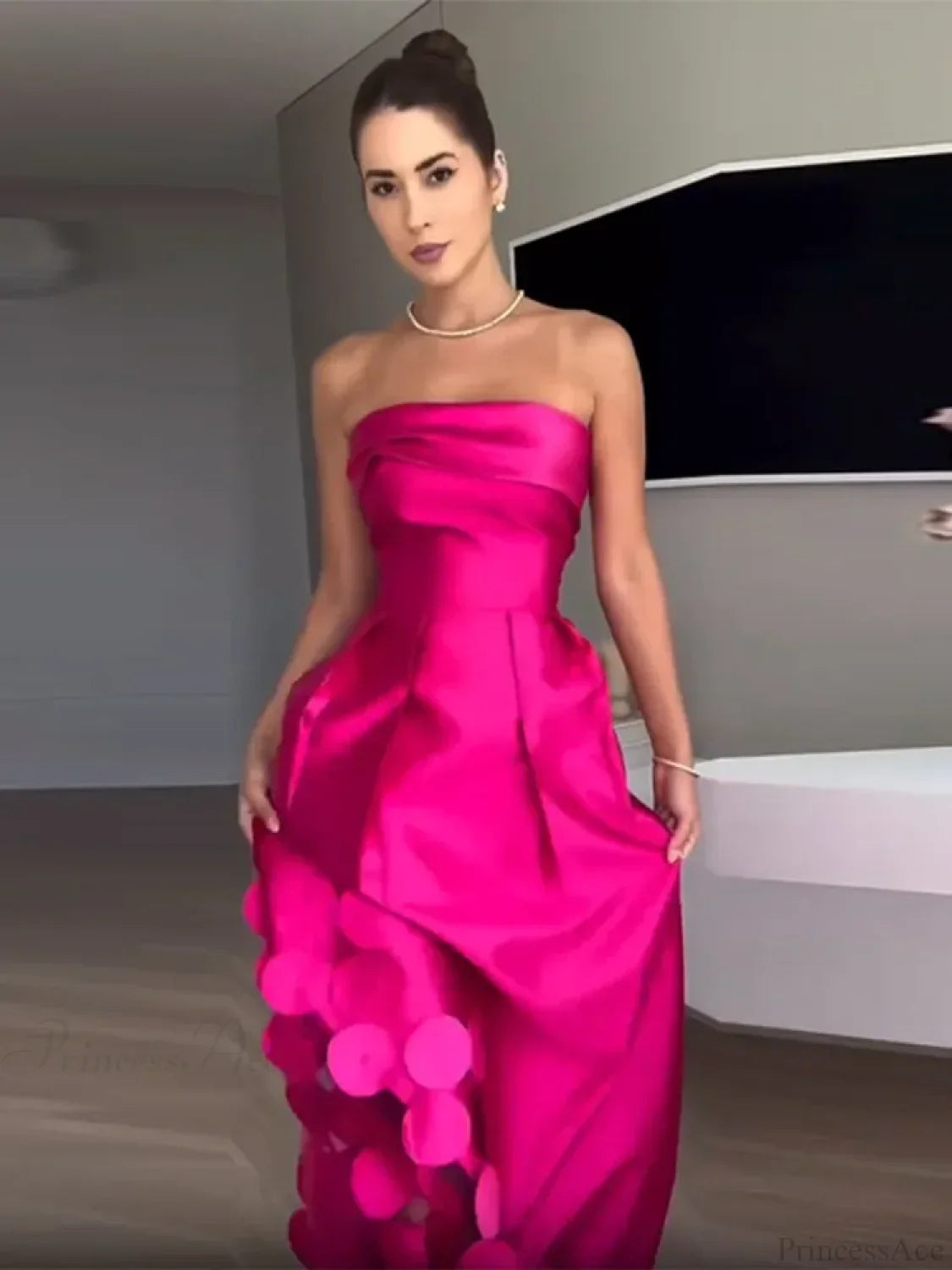 Rose Red Sleeveless Satin Maxi Dress Elegant Backless Pleated Party
