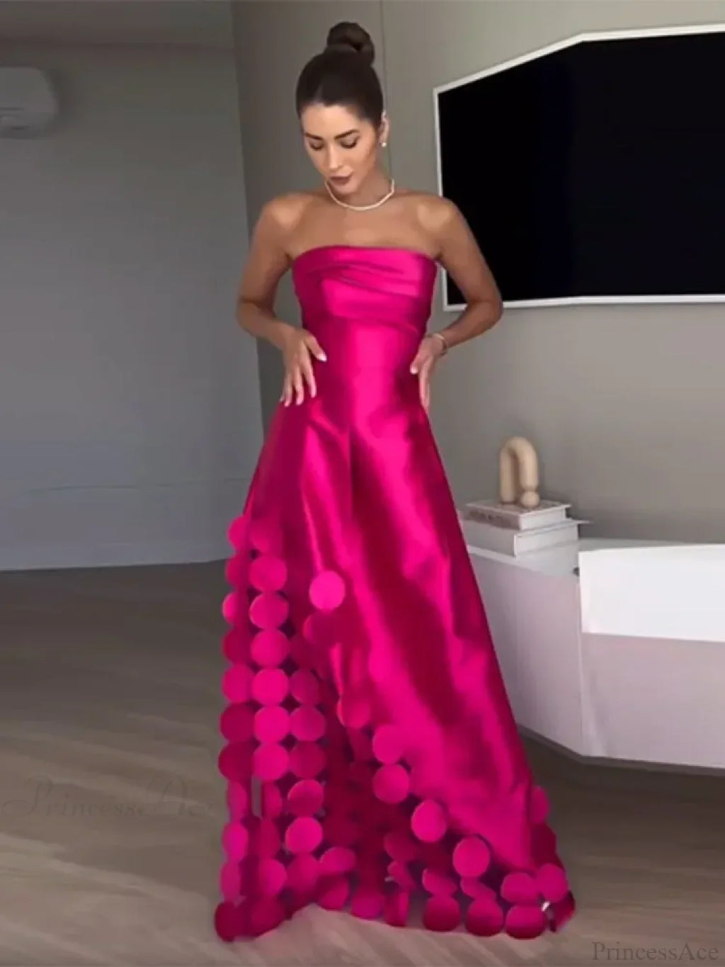 Rose Red Sleeveless Satin Maxi Dress Elegant Backless Pleated Party
