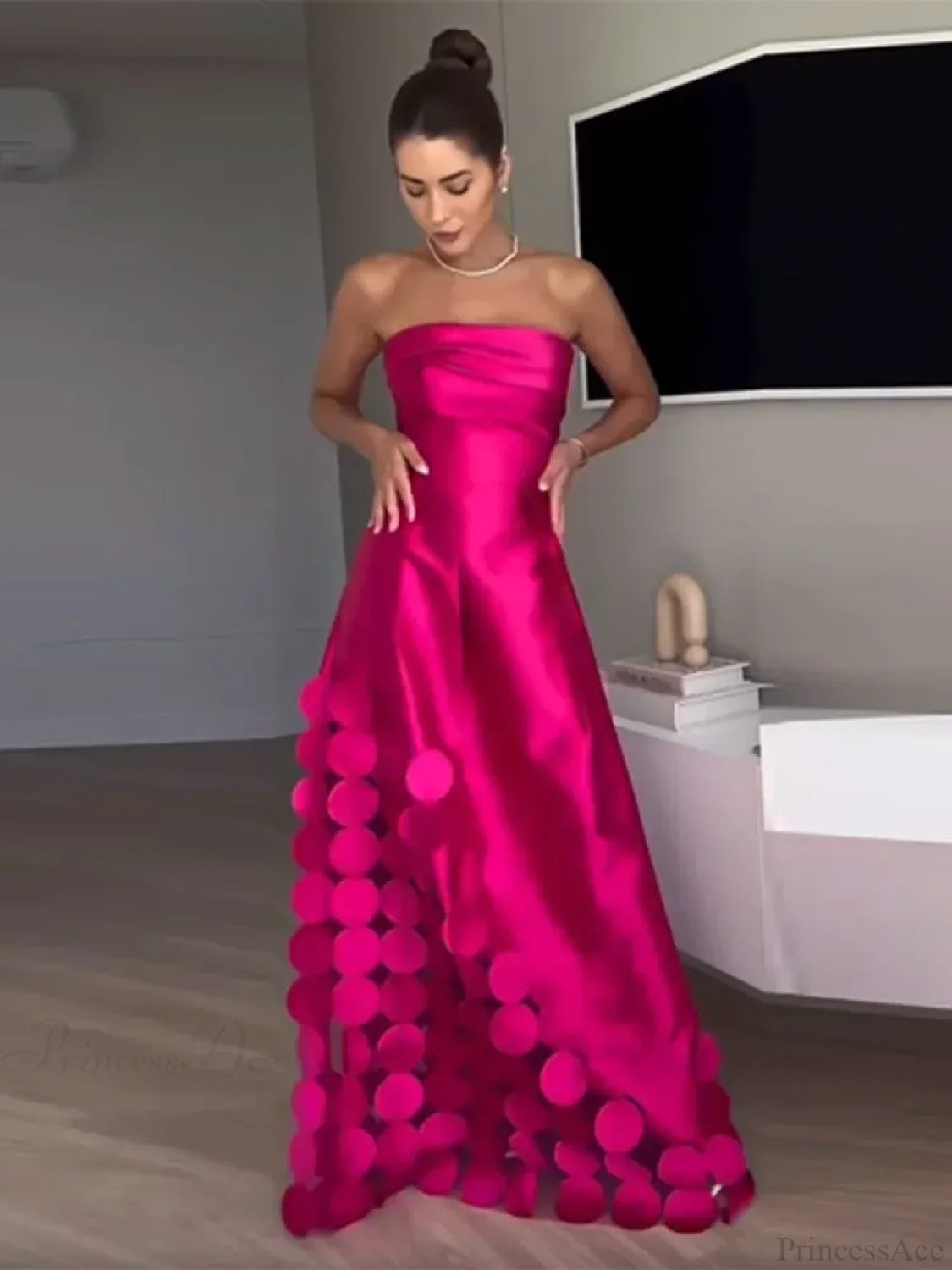 Rose Red Sleeveless Satin Maxi Dress Elegant Backless Pleated Party