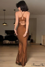 Solid Cami Tube Slim Backless Maxi Dress