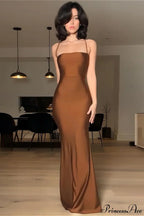 Solid Cami Tube Slim Backless Maxi Dress