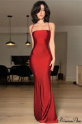 Solid Cami Tube Slim Backless Maxi Dress