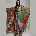Chiffon Ethnic Peacock Pattern Long Cardigan Boho Cover Up