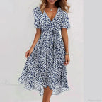 Chiffon Floral Print V-Neck Dress