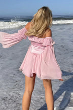 Chiffon Loose Asymmetrical Waist Tie Mini Dress