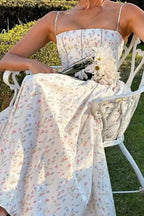 Chiffon Pleated Floral Off Shoulder Maxi Dress