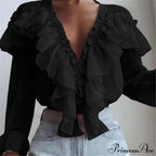Chiffon Shirt Work Casual Lady Solid Color