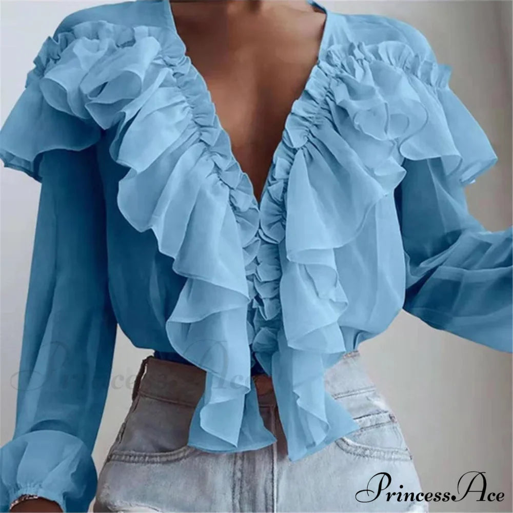 Chiffon Shirt Work Casual Lady Solid Color