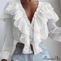 Chiffon Shirt Work Casual Lady Solid Color