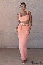 City Stylish Belt Dress Set