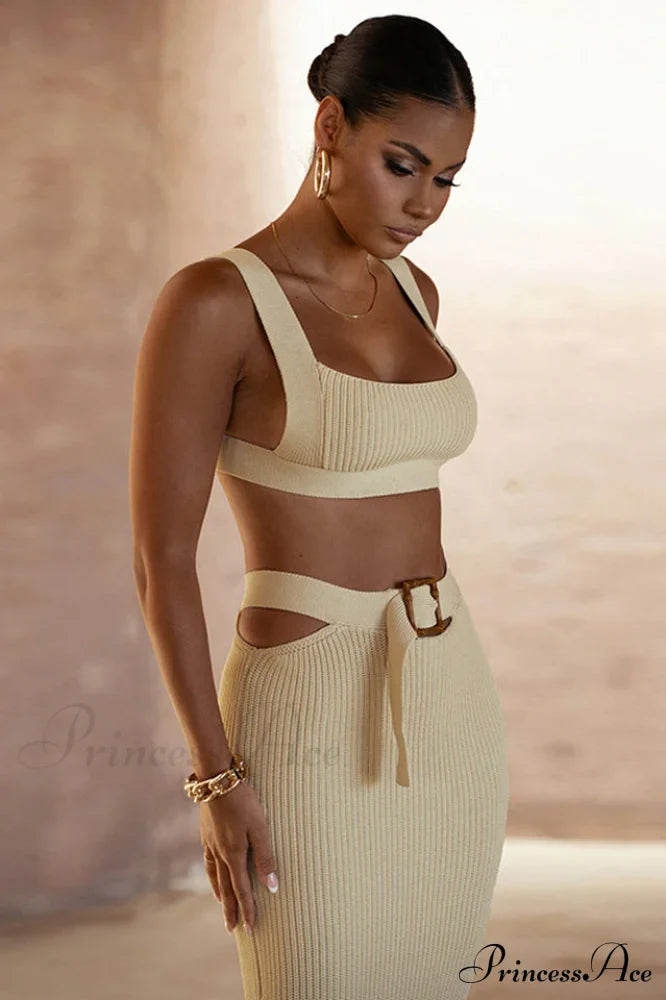 City Stylish Belt Dress Set