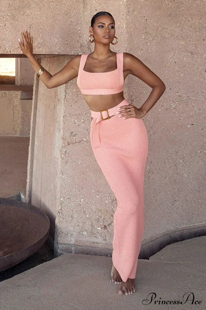 City Stylish Belt Dress Set