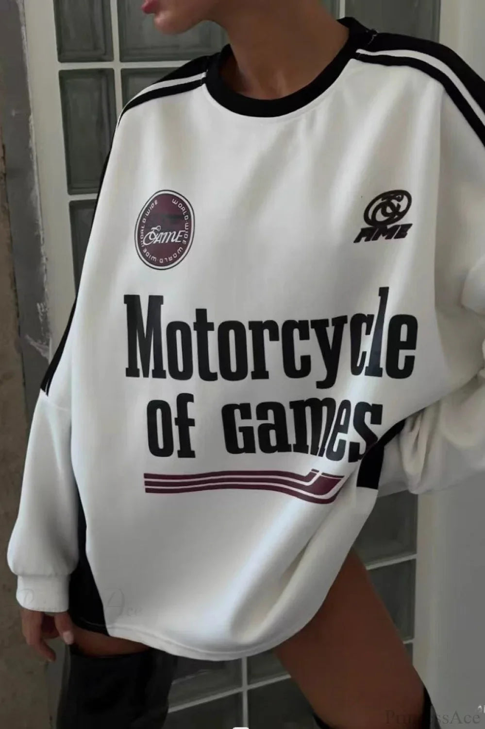 Collegiate Color-Blocked Long Sleeve Crew Neck Relaxed Sweatshirt