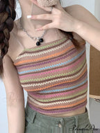 Color Block Graceful Striped Knit Sweater