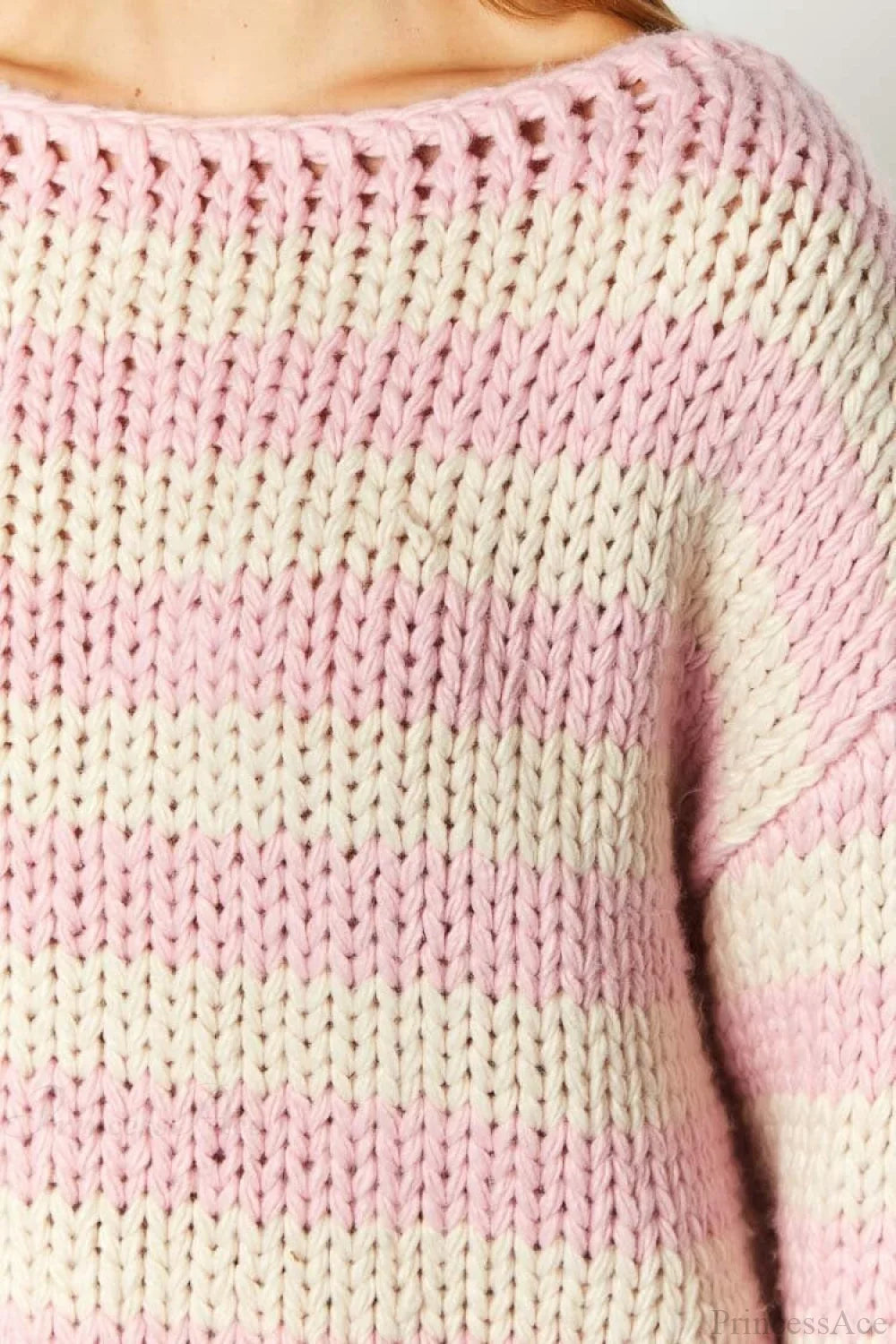 Colorblock Off-The-Shoulder Stripe Casual Loose Sweater