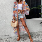 Colourful Floral Embroidery Boho Beach Cover-Up Lace Bikini