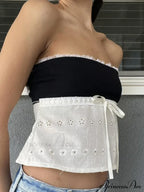 Delicate Lace Hollow Splicing Slim Crop Top