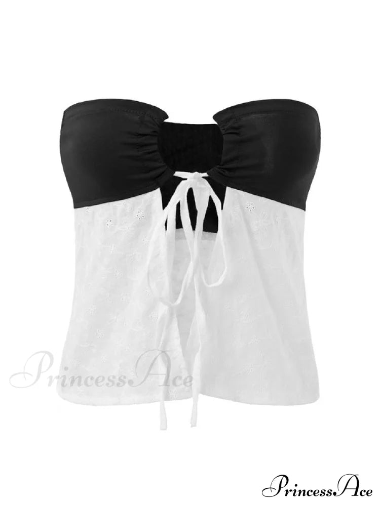 Delicate Lace Hollow Splicing Slim Crop Top