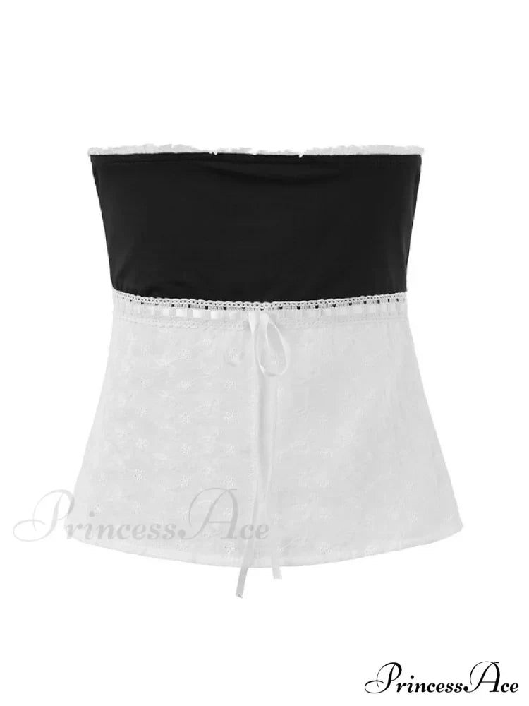 Delicate Lace Hollow Splicing Slim Crop Top