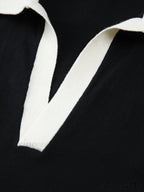 Contrast Trim Collar Trendy V-Neck Knit Sweater Vest