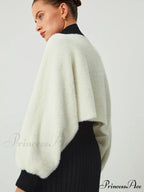 Contrast Trim Graceful Fuzzy Crop Cardigan