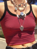 Classic Black And Red Dual-Tone Crop Top
