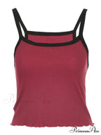 Classic Black And Red Dual-Tone Crop Top