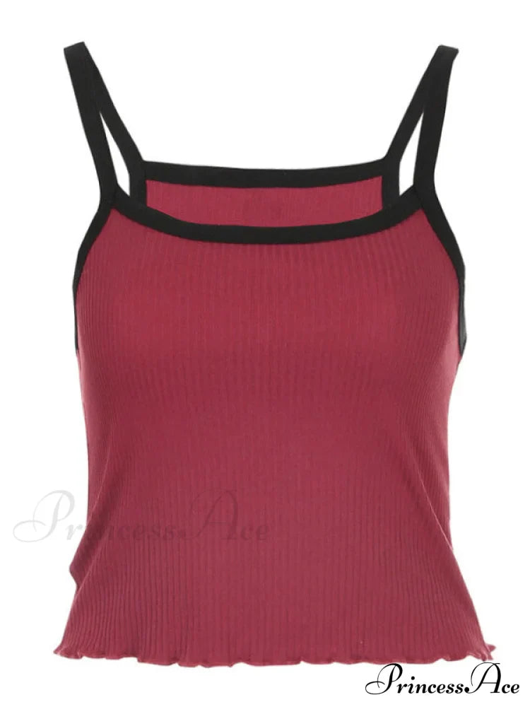 Classic Black And Red Dual-Tone Crop Top
