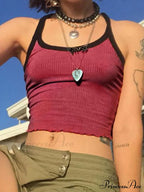Classic Black And Red Dual-Tone Crop Top