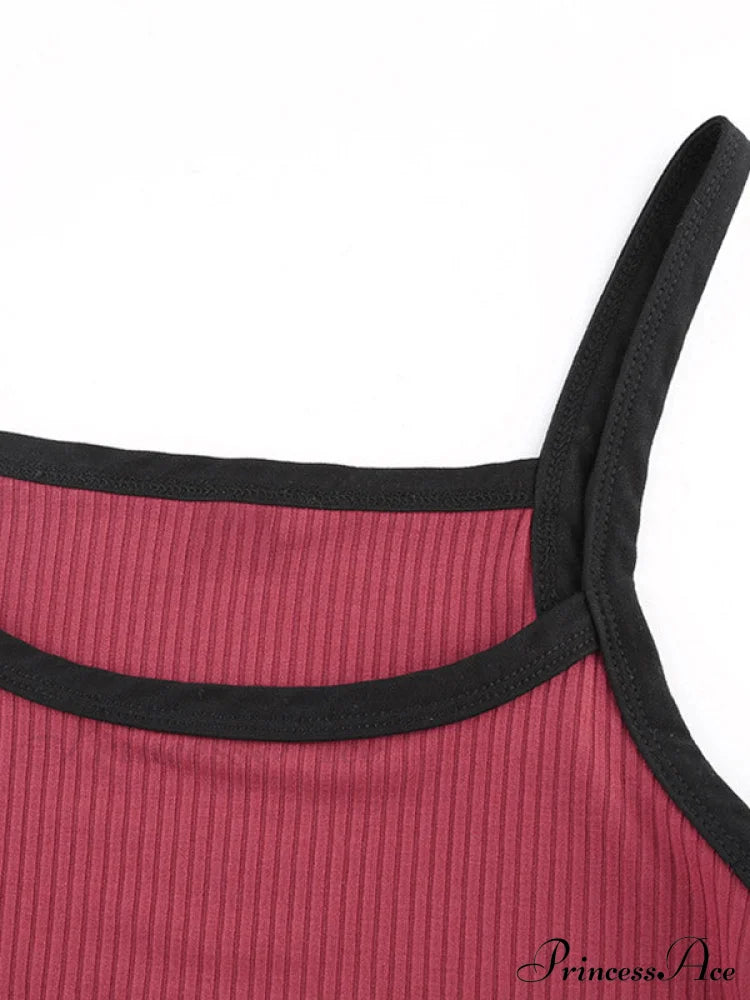 Classic Black And Red Dual-Tone Crop Top