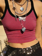 Classic Black And Red Dual-Tone Crop Top