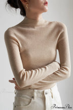 Corpcore Seamless Mock Neck Wool Knit Top